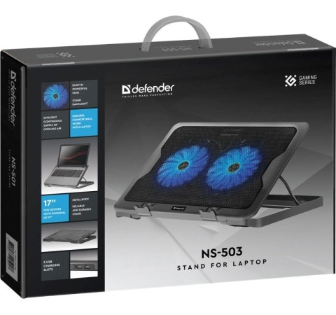 Podstawka chłodząca Defender NS-503 laptop notebook 15,6-17" 2xUSB 2 fans podświetlenie + GRA