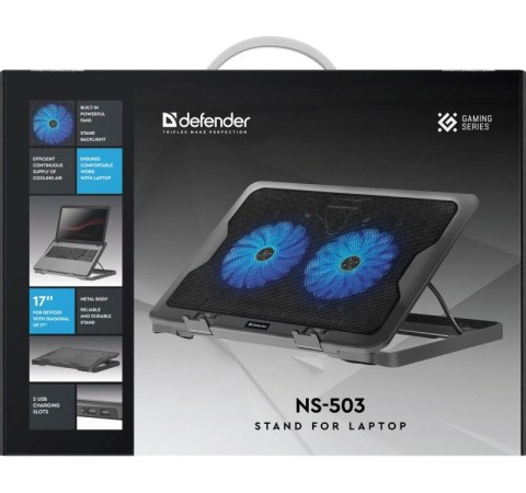 Podstawka chłodząca Defender NS-503 laptop notebook 15,6-17" 2xUSB 2 fans podświetlenie + GRA