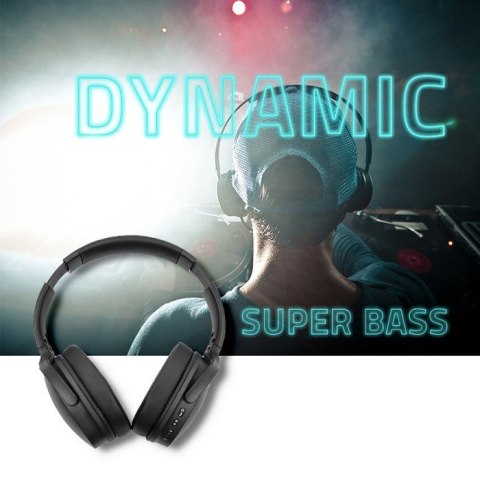 QOLTEC SŁUCHAWKI BEZPRZEWODOWE Z MIKROFONEM SUPER BASS DYNAMIC | BT | CZARNE