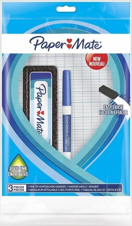 Paper Mate-zestaw marker suchościeralny kolor niebieski + gąbka+tablica (26x18,7cm)