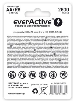 Zestaw akumulatorków everActive Professional line EVHRL6-2600 (2600mAh ; Ni-MH)