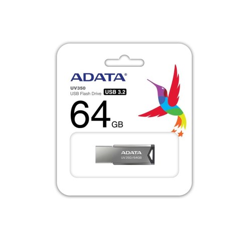 Pendrive ADATA UV350 AUV350-64G-RBK (64GB; USB 3.1; kolor srebrny)