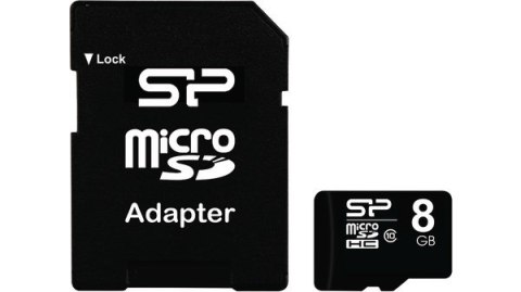 Karta pamięci Silicon Power microSDHC 8GB Class 10 + ADAPTER microSD-SD (SP008GBSTH010V10SP)