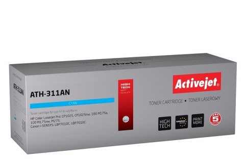 Toner Activejet ATH-311AN (zamiennik Canon, HP 126A CRG-729C, CE311A; Premium; 1000 stron; niebieski)