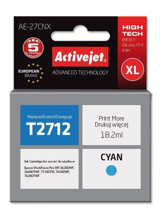 Activejet AE-27CNX Tusz (zamiennik Epson 27XL T2712; Supreme; 18 ml; niebieski)