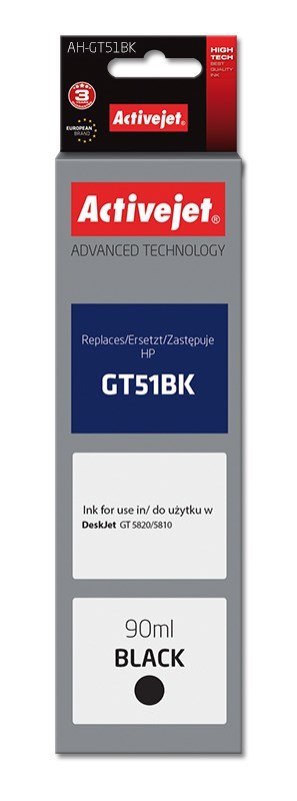 Activejet AH-GT51BK Tusz (zamiennik HP GT51BK M0H57AE; Supreme; 90 ml; 6000 stron, czarny)