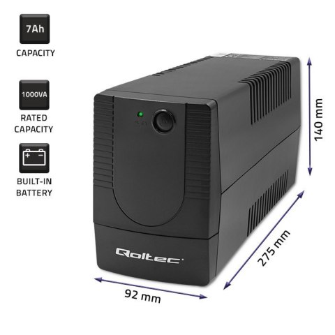 QOLTEC ZASILACZ AWARYJNY UPS LINE INTERACTIVE | MONOLITH | 1000VA | 600W