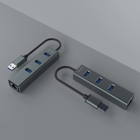 SAVIO AK-58 3-PORTOWY HUB USB-A Z ADAPTEREM RJ-45