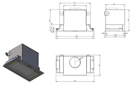 Okap podszafkowy wkład do zabudowy AKPO WK-10 NEVA GLASS CZARNY 60 INOX (600mm, czarne szkło, stal nierdzewna)