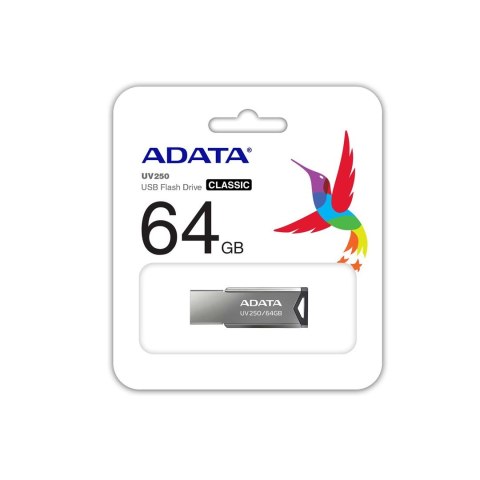 Pendrive ADATA UV250 AUV250-64G-RBK (64GB; USB 2.0; kolor srebrny)