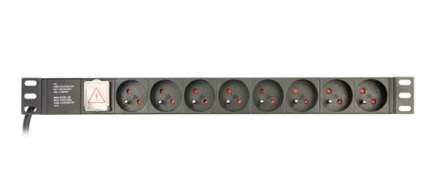 GEMBIRD LISTWA ZASILAJĄCA RACK 19" PDU EG-PDU-014-FC14 1U, 16A, 8X FRANCUSKIE GNIAZDO, WTYK C14, KABEL 3M