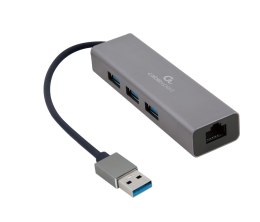 GEMBIRD ADAPTER USB-AM DO LAN GIGABIT HUB USB 3.0 X3 CZARNY