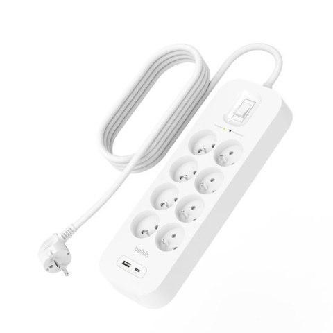 BELKIN LISTWA ZASILAJĄCA 8-PORTS + 1XUSB-A/1XUSB-C, 900J