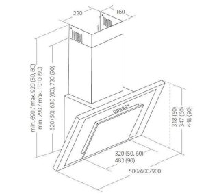 Okap kominowy AKPO WK-4 NERO ECO 60 BIAŁY (162 m3/h; 600mm; kolor biały)