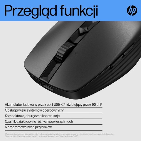 Mysz HP 710 Rechargeable Silent Mouse Black bezprzewodowa z akumulatorem czarna 6E6F2AA