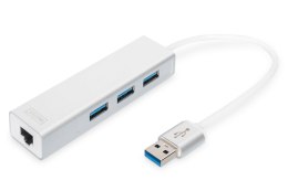 HUB 3-portowy USB 3.0 SuperSpeed z LANGigabit LAN adapter, aluminium