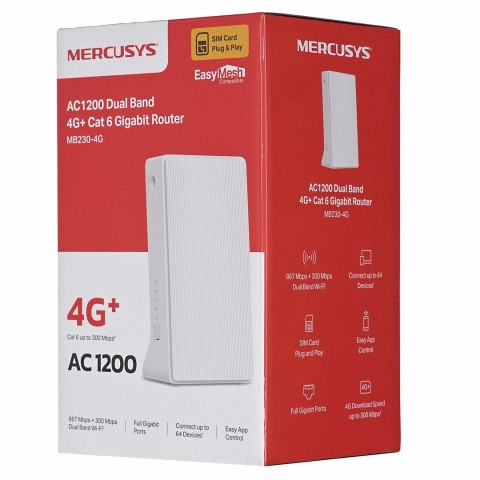 Router Mercusys MB230-4G LTE 4G+ Cat6, AC1200