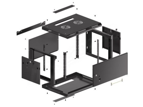 LANBERG SZAFA WISZĄCA RACK 19" 6U 600X450 DRZWI METALOWE CZARNA (FLAT PACK) WF01-6406-00B