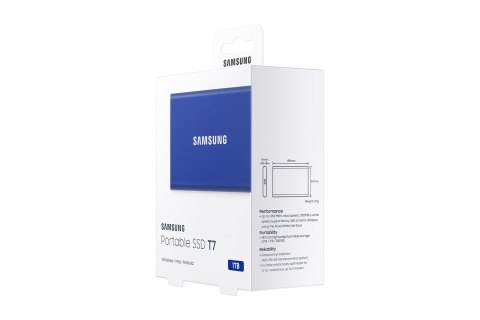 Dysk zewnętrzny SSD Samsung T7 (1TB; USB 3.2; niebieski; MU-PC1T0H/WW)