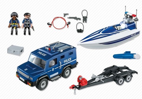 Zestaw z figurkami City Action 5187 Pojazd terenowy policji z motorówką