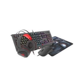 GENESIS COMBO zestaw 4w1 kobalt 330 rgb klawiatura + mysz + słuchawki + podkładka, układ us | Geneza | Przewodowe | Nauszne | Ze