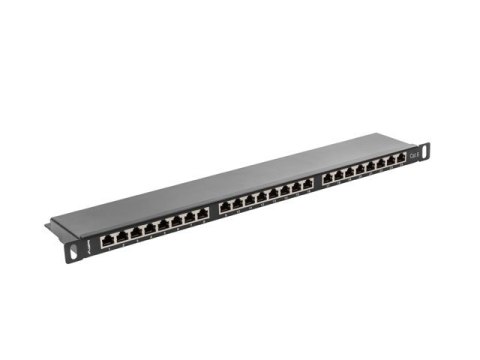 PATCH PANEL 24 PORT 0.5U 19" KAT.6 FTP EKRANOWANY CZARNY LANBERG