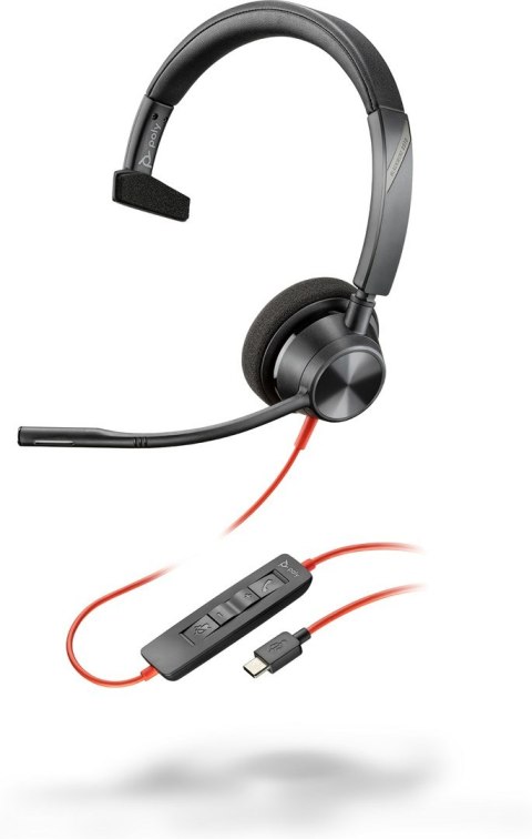 Poly Blackwire 3310 Monaural USB-C Headset +USB-C/A Adapter