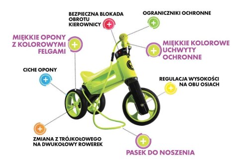 Rowerek biegowy Funny Wheels Rider Metallic Green