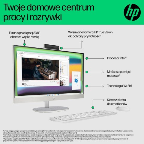 HP AIO 24-cr0015nw i3-N300 23.8"FHD AG IPS 8GB DDR4 3200 SSD256 Intel UHD Graphics Win11 2Y Shell White