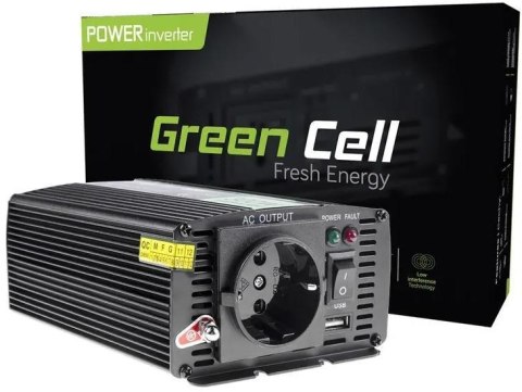 GREEN CELL PRZETWORNICA INV03DE 12V - 230V 500W/1000W MODYFIKOWANA SINUSOIDA