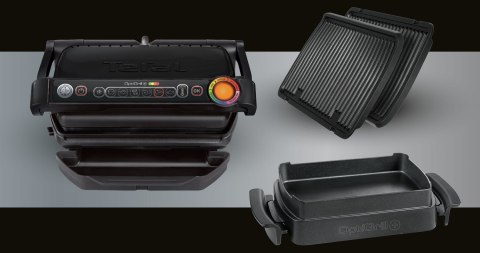 TEFAL | GC714834 OptiGrill | Wymienne płyty | Talerz | Nie dotyczy W | Czarny