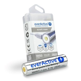 EVERACTIVE AKUMULATOR EVERACTIVE 18650 3,7V LI-ION 2600MAH MICRO USB Z ZABEZPIECZENIEM BOX EV18650-26M