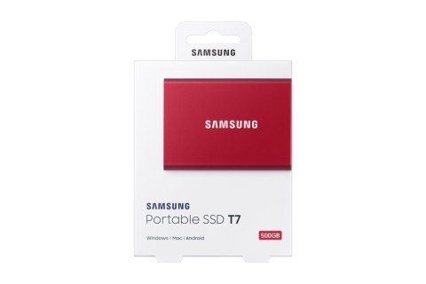 Dysk zewnętrzny SSD Samsung T7 (500GB; USB 3.2; czerwony; MU-PC500R/WW)