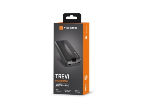 POWERBANK NATEC TREVI 20000MAH 2X USB-A + 1X USB-C CZARNY