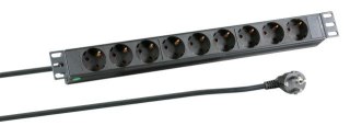 19 INCH 1U SOCKET 9 PORT ALU BK/9 X CEE 7/3 W/O SWITCH